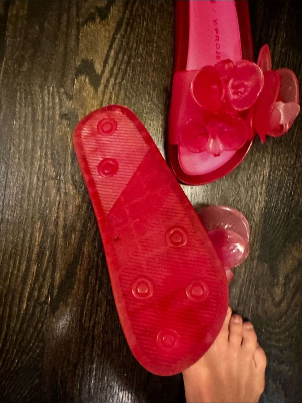 Y/Project x Melissa Floral Jelly Slide sandals in red PVC Size 7